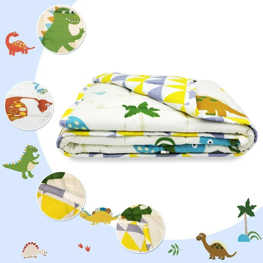 TerriTrophy Kids Dinosaur Weighted Blanket 7lbs 41 x 60in